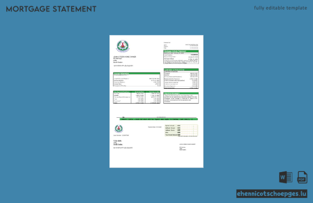 Südsudan: Ivory Bank-Hypothekenabrechnung in Word- und PDF-Formaten – Beispielvorschau